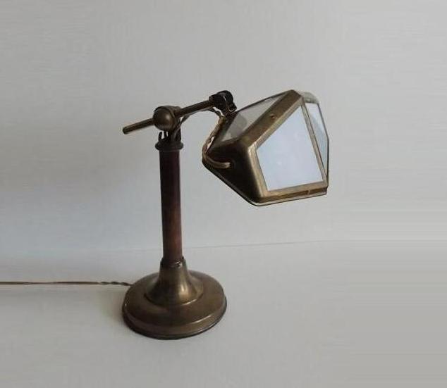 Lampada d'epoca da scrittoio in ottone Pirouette.