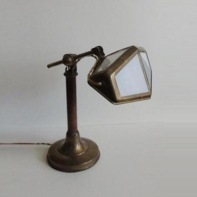 Lampada d'epoca da scrittoio in ottone Pirouette.