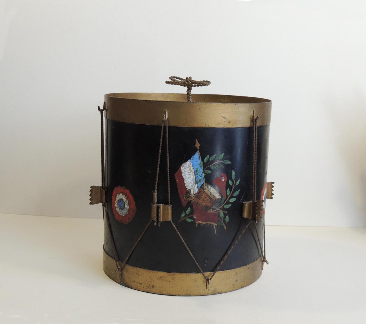 Portabiscotti tamburino in latta dipinta