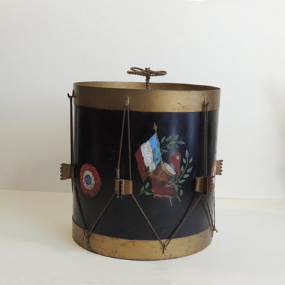 Portabiscotti tamburino in latta dipinta