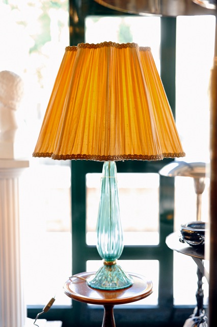 Lampada in vetro di Murano verde smeraldo e oro