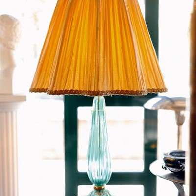 Lampada in vetro di Murano verde smeraldo e oro