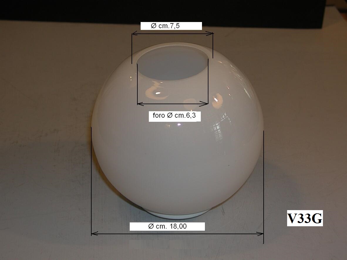 Vetri di ricambio per lampadari e vetri di ricambio per lampade per  restaurare o riparare le vostre lampade e lampadari: Sfere in vetro opalino  bianco latte art.v33