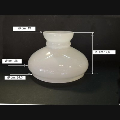 Campana per lume a petrolio Ø cm. 24,5 in vetro opalino bianco latte art. VLP 20