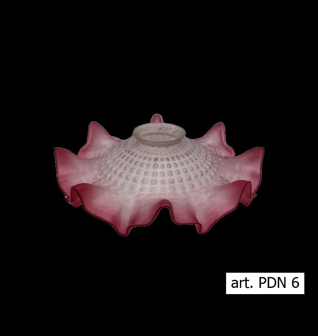 Piattino Della Nonna antico paralume in vetro trasparente satinato sfumato rosso veneziano l  art. PDN 6 