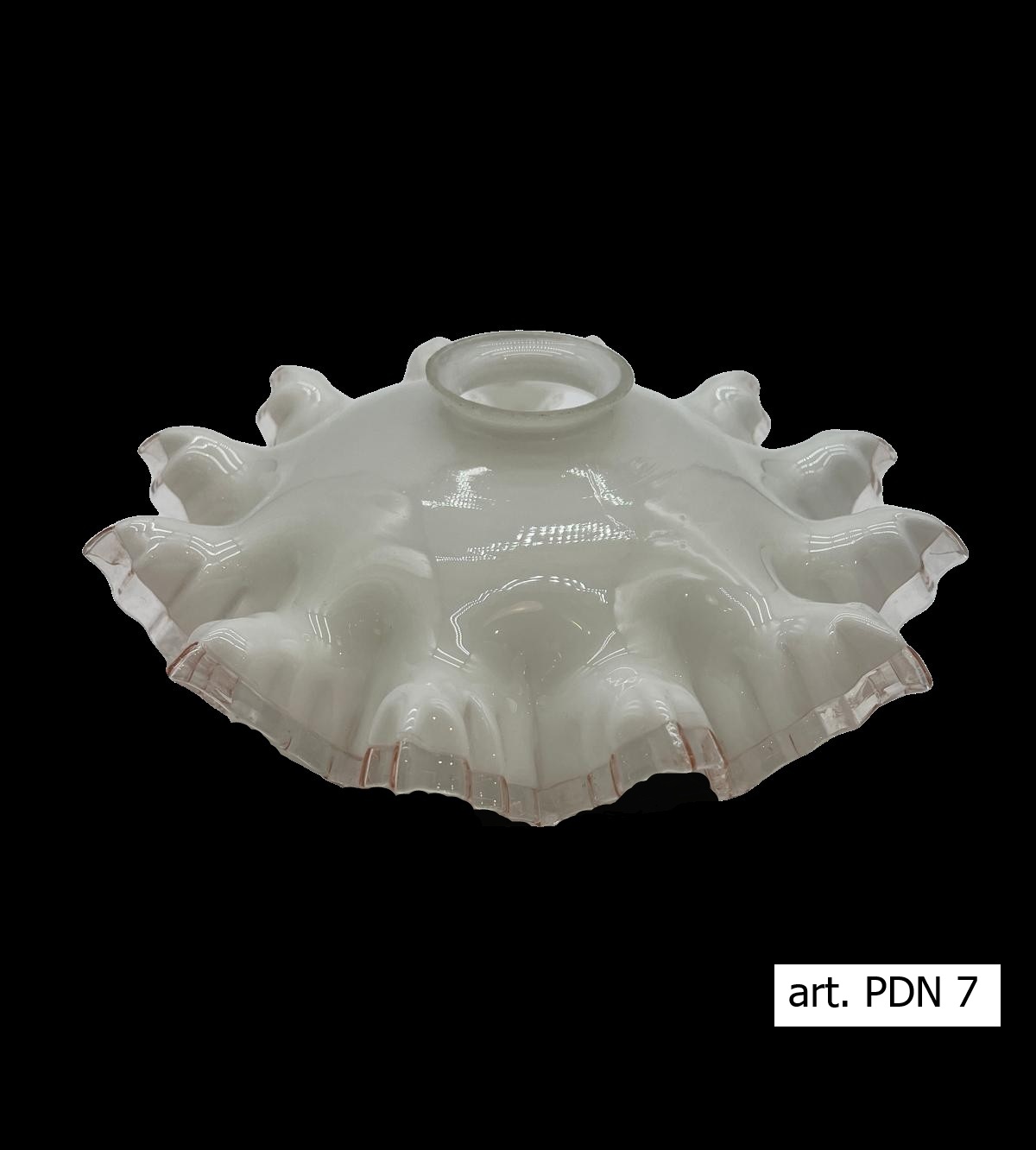 Piattino Della Nonna in vetro opalino biancolatte e bordo rosa pallido art. PDN 7