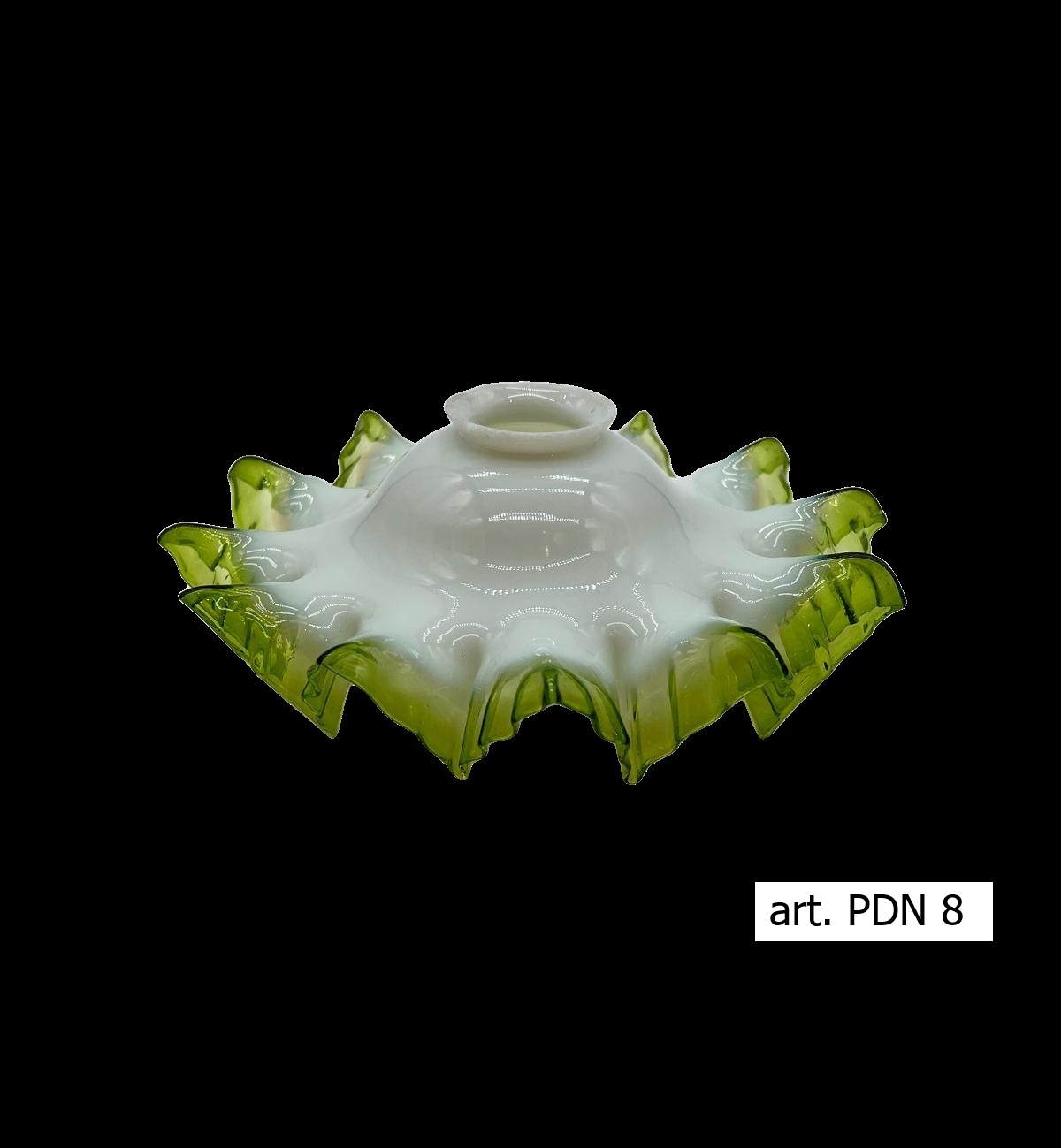 Piattino Della Nonna in vetro opalino biancolatte e bordo verde muschio art. PDN 8