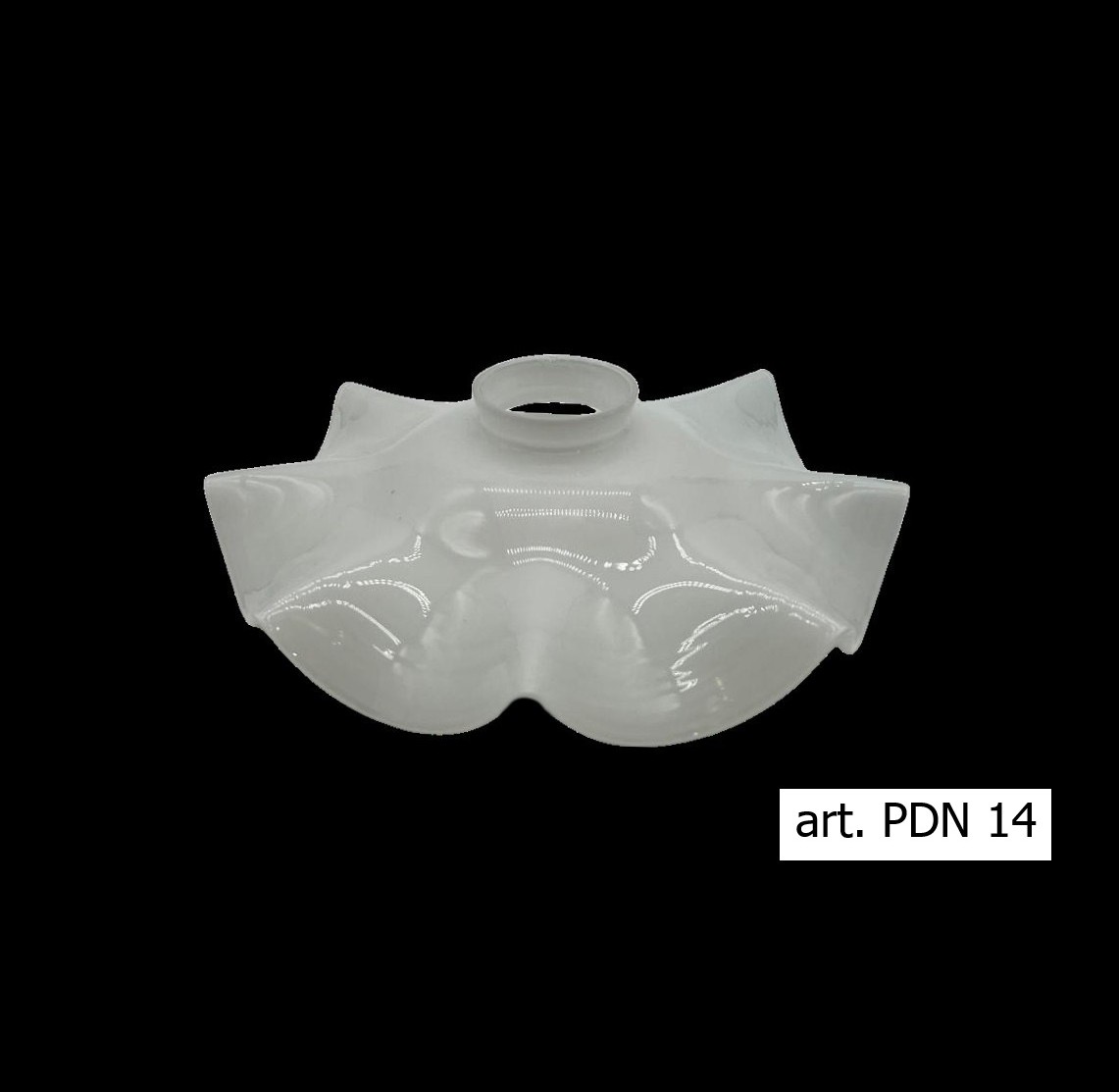 Piatto luce Della Nonna antico in vetro opalino biancolatte a onde art. PDN 14 dett